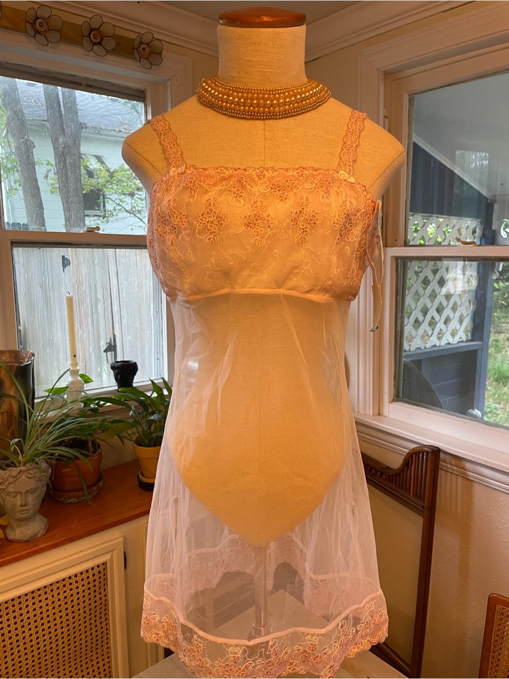 Felina Pink Sheer Lace Chemise Slip NWT